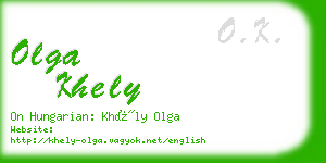 olga khely business card